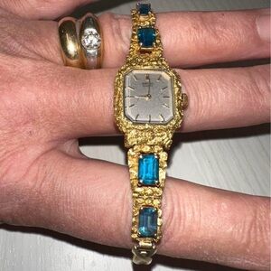 Seiko Alaskan Gold and Blue Topaz Gemstone Watch
